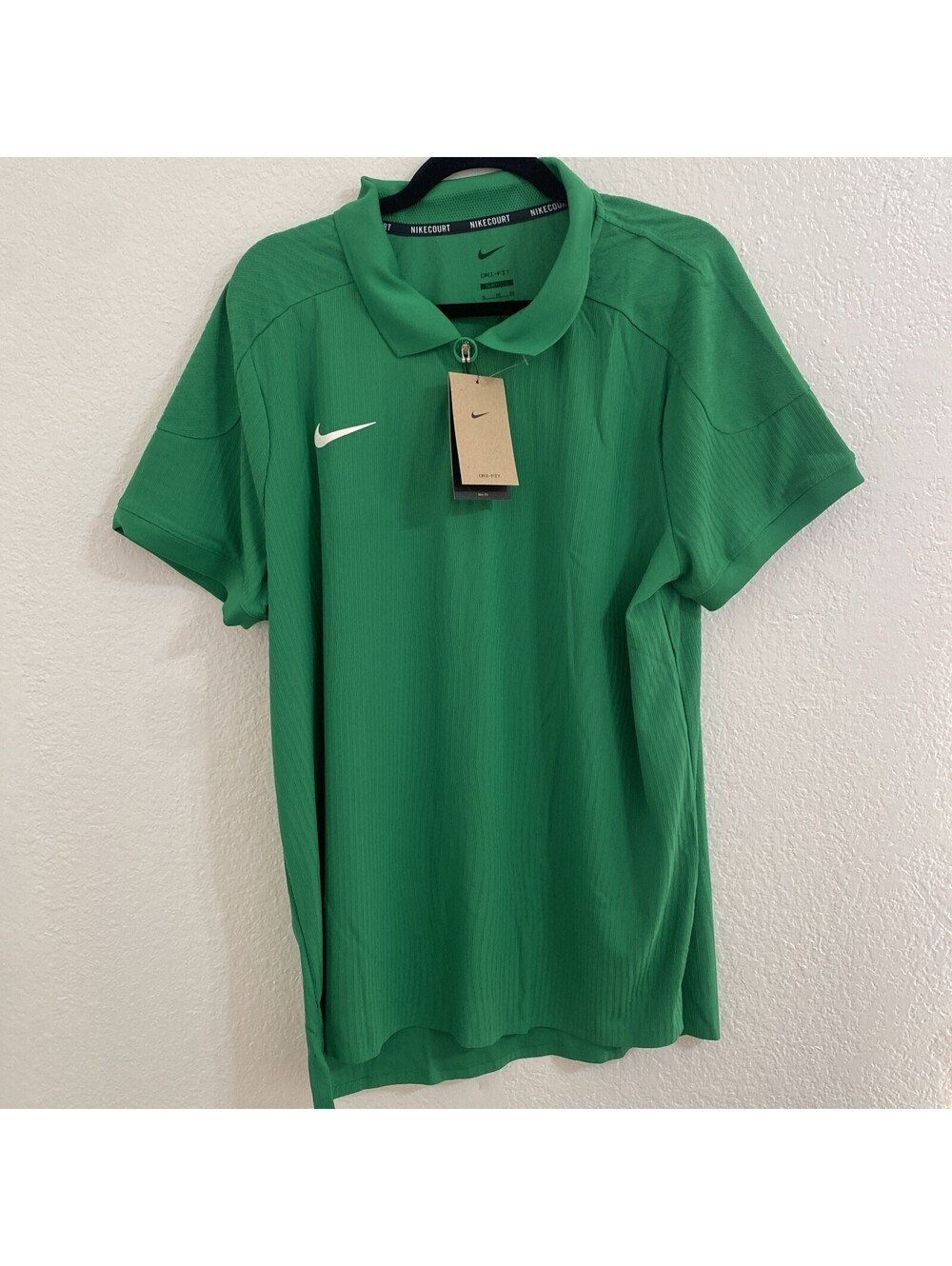 NikeCourt Dri-FIT ADV Textured Tennis Polo Mens XL Green Slim HQ0792-310 NWT